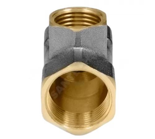 Тройник латунь никель переходной Ду 25х15х25 (1"х1/2"х1") ВР/ВР 9008 ГОСТ 32585-2013 Aquasfera 9008-02