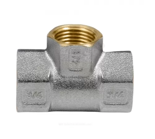 Тройник латунь никель переходной Ду 25х15х25 (1"х1/2"х1") ВР/ВР 9008 ГОСТ 32585-2013 Aquasfera 9008-02