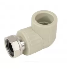 Угольник PP-R комбинированный серый Дн 20х3/4" с накидной гайкой VALFEX 10138120Г