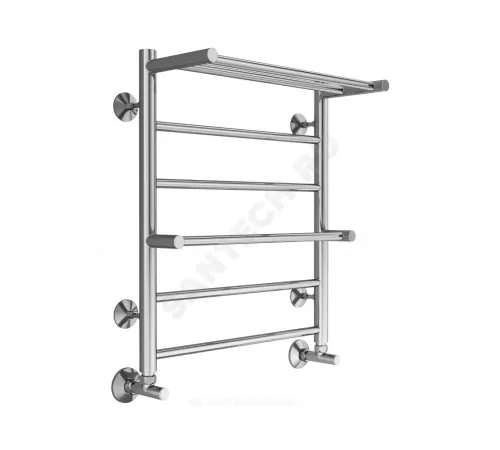 Полотенцесушитель водяной нерж сталь Лесенка (1/2") ВР с полочкой 500х600мм 6П нижнее подключение Анкона Терминус 4670078529954