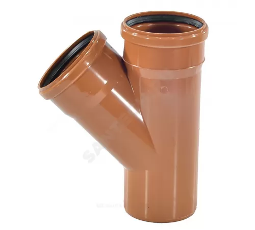 Тройник НПВХ коричневый Дн 160х110х45гр б/нап в/к Aquaviva AQVD10516R