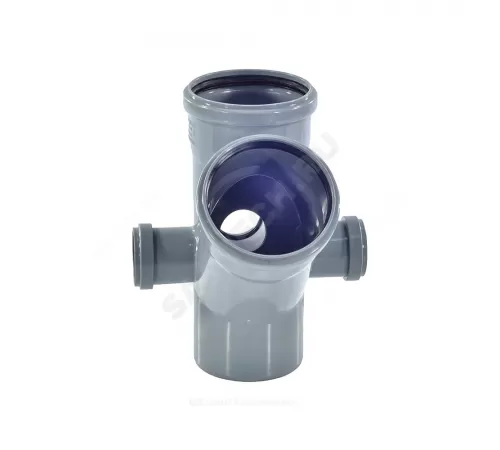 Крестовина PP-H 2-плоскостная левая/правая/тыл серая Дн 110х110х50х45гр б/нап RTP (РосТурПласт) 36536