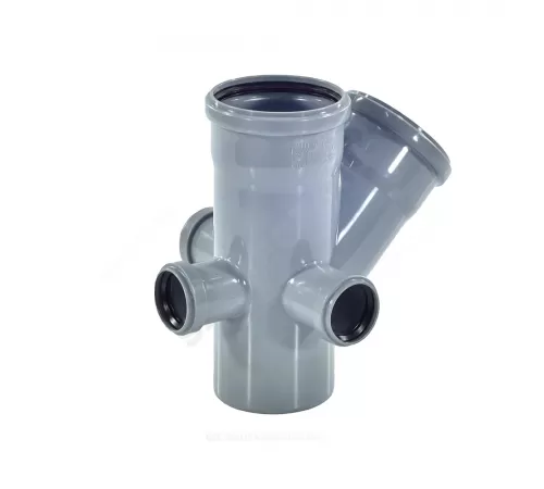 Крестовина PP-H 2-плоскостная левая/правая/тыл серая Дн 110х110х50х45гр б/нап RTP (РосТурПласт) 36536