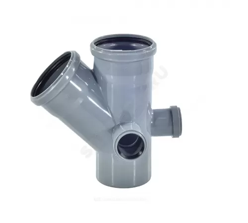 Крестовина PP-H 2-плоскостная левая/правая/тыл серая Дн 110х110х50х45гр б/нап RTP (РосТурПласт) 36536