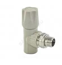 Клапан (вентиль) PP-R запорный серый Дн 20х1/2" Ру25 НР угловой для радиатора VALFEX 1014720012Г