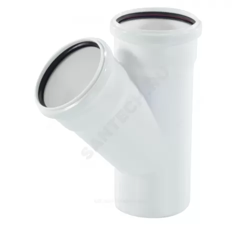 Тройник PP-H переходной бесшумный белый RAUPIANO PLUS Дн 110х50х45гр б/нап в/к Rehau 11213041001