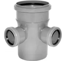 Крестовина PP-H 2-плоскостная серая Дн 110х50х50х87гр б/нап в/к Политэк 60155090