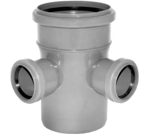 Крестовина PP-H 2-плоскостная серая Дн 110х50х50х87гр б/нап в/к Политэк 60155090