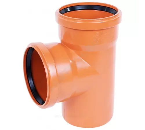 Тройник НПВХ коричневый Дн 200х110х45гр б/нап в/к 2481103