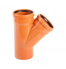 Тройник НПВХ коричневый Дн 200х110х45гр б/нап в/к 2481103