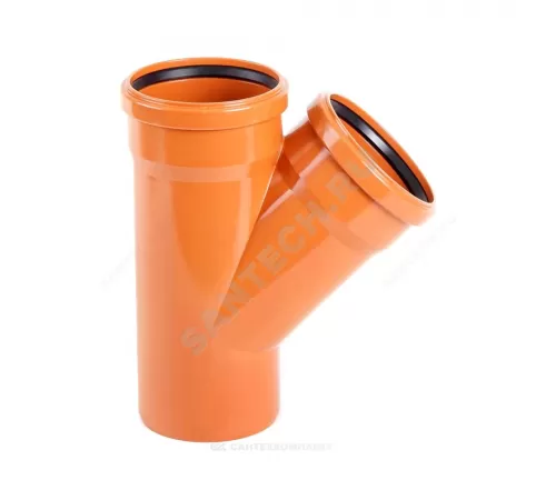 Тройник НПВХ коричневый Дн 200х110х45гр б/нап в/к 2481103