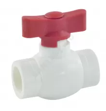 Кран шаровой PP-R красн Дн 20 внутренняя пайка бабочка Стандарт RTP (РосТурПласт) 14976