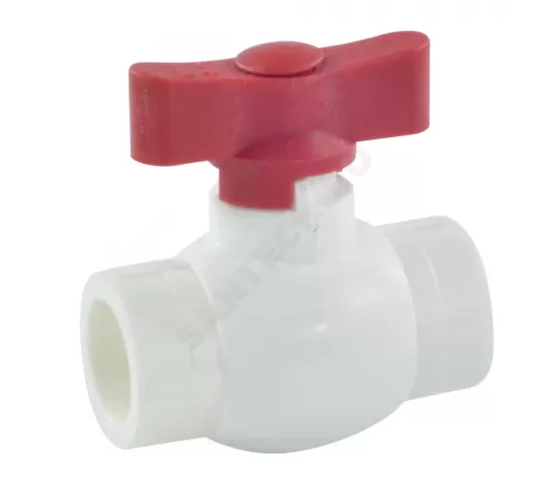 Кран шаровой PP-R красн Дн 20 внутренняя пайка бабочка Стандарт RTP (РосТурПласт) 14976