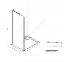 Стенка душевая Metropolis 700х1950мм прозрачное стекло профиль хром Roca MP3507012M