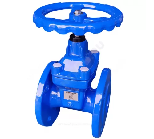 Задвижка чугун 30ч39р 1010W аналог МЗВ обрезиненный клин EPDM с гайкой и направляющими клина Ду 500 Ру10/16 фл Benarmo