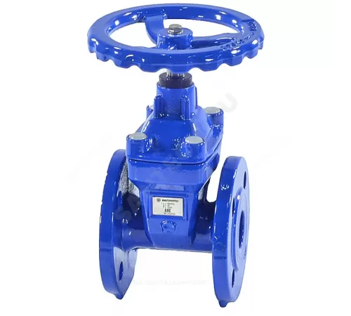 Задвижка чугун 30ч39р 1010W аналог МЗВ обрезиненный клин EPDM с гайкой и направляющими клина Ду 500 Ру10/16 фл Benarmo