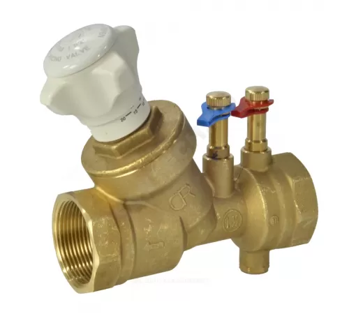 Клапан балансировочный ручной латунь R206B Ду 40 G1 1/2" A Ру25 ВР Kvs=18.5м3/ч с измерительными ниппелями Giacomini R206BY007