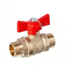 Кран шаровой латунь Стандарт 233 аналог 11б27п1 Ду 15 Ру40 НР бабочка красная ГАЛЛОП 107203