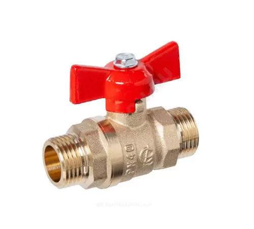Кран шаровой латунь Стандарт 233 аналог 11б27п1 Ду 20 Ру40 НР бабочка красная ГАЛЛОП 107204
