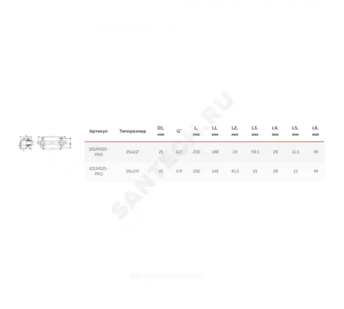 Планка PP-R монтажная белая Дн 25х1/2" НР под смеситель с водорозетками PRO VALFEX 10124220-PRO