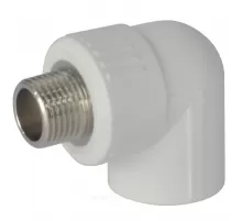 Угольник PP-R комбинированный белый Дн 25х1/2"х90гр НР ZFPCL