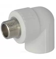 Угольник PP-R комбинированный белый Дн 25х1/2"х90гр НР ZFPCL