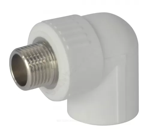 Угольник PP-R комбинированный белый Дн 25х1/2"х90гр НР ZFPCL