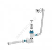 Слив-перелив для ванны Бриг автоматический 1 1/2"x40 с гофрой 40х50 слив клапан "клик-клак" (сетка) D=42,6мм АНИ Пласт ЕС655S