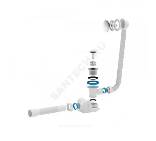 Слив-перелив для ванны Бриг автоматический 1 1/2"x40 с гофрой 40х50 слив клапан "клик-клак" (сетка) D=42,6мм АНИ Пласт ЕС655S