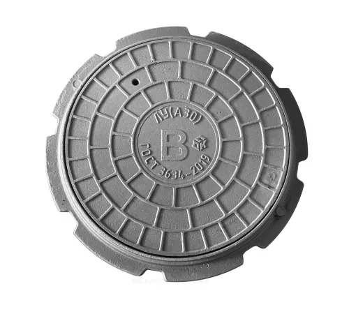 Люк чугун водопроводный (В) ЛУ (Легкий усиленный) А30 круглый m=51кг h=65мм ГОСТ 3634-2019 ДПК