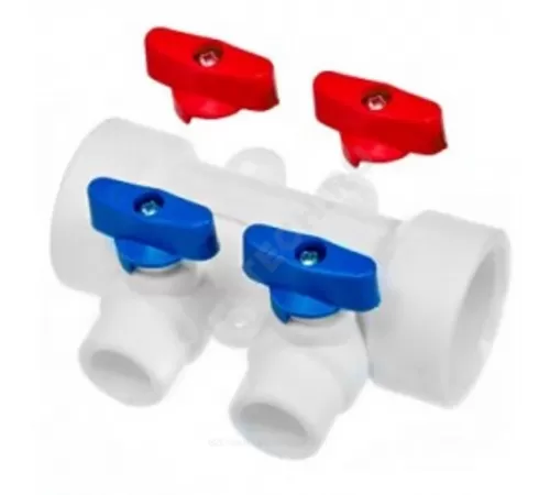 Коллектор PP-R Дн 25х20 на 2 выхода с кранами RTP (РосТурПласт) 28197