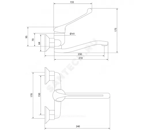 Смеситель для кухонной мойки хирургический локтевой одноручный Хирург Х-серия Славен СЛ-ОД-Х24