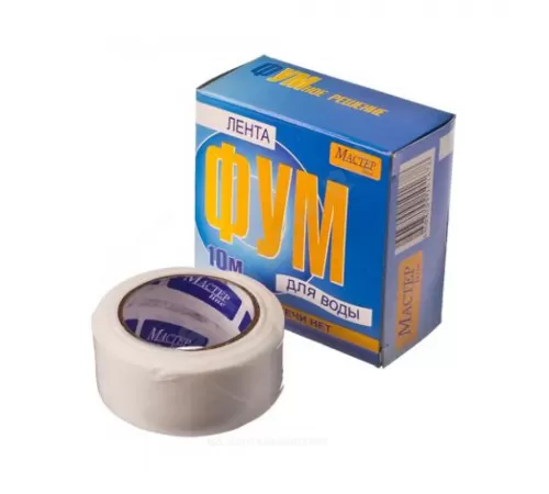 Лента ФУМ PTFE 20ммх10-12м катушка 30гр цвет: белый среда: вода Мастер line