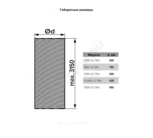 Воздуховод круглый D100 L=3150мм гофрированный алюминий DICITI 10ВА ULTRA