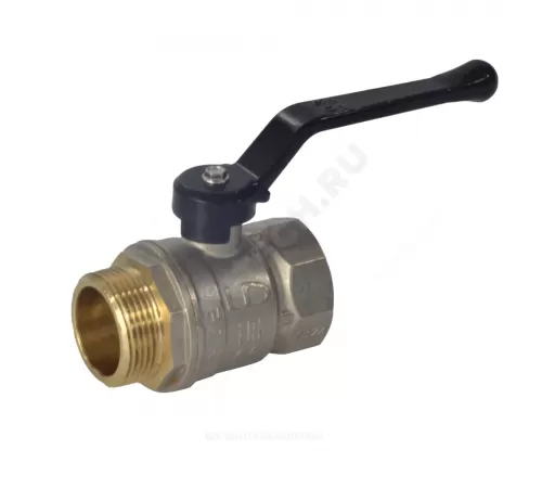 Кран шаровой латунь никель Pride Ду 40 Ру25 ВР/НР полнопроходной рычаг черный аналог 11б27п1 LD 47.40.В-Н.Р