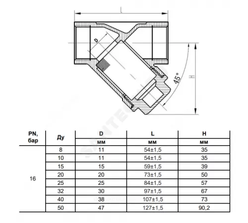 Фильтр сетчатый Y-образный нерж SS316 Ду 20 Ру40 3/4" ВР Benarmo