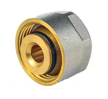 Евроконус для МП труб латунь никель обжим Дн 16х2,0х3/4" с накидной гайкой Aquasfera 5021-02