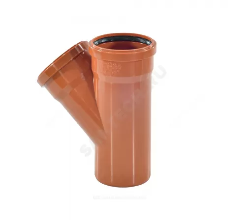 Тройник НПВХ коричневый Дн 500х160х45гр б/нап в/к KGEA Ostendorf 227350