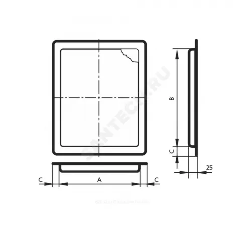 Люк-дверца с фланцем и ручкой пластик 400х600 с ручкой Evecs Л Л4060Р