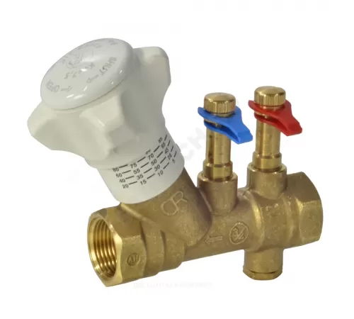 Клапан балансировочный ручной латунь R206B Ду 25 G1" A Ру25 ВР Kvs=7м3/ч с измерительными ниппелями Giacomini R206BY005
