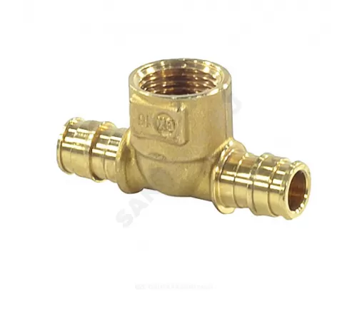 Тройник для PE-X труб радиальный латунь Дн 16х1/2"х16 ВР РОС