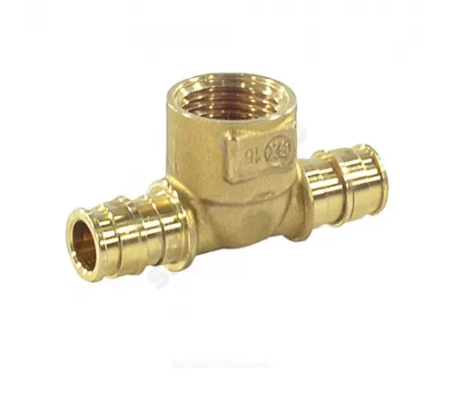 Тройник для PE-X труб радиальный латунь Дн 16х1/2"х16 ВР РОС