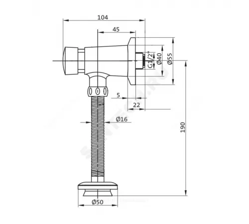 Писсуар настенный Гала белый с нажимным краном, с креплением, сифон вертикальный Santek 1.WH50.1.805
