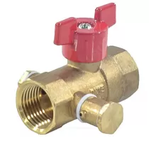 Кран шаровой латунь со спускником Ду 15 Ру16 ВР 1/2" бабочка красная со спускником Пензапромарматура 019011011