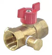 Кран шаровой латунь со спускником Ду 20 Ру16 ВР 3/4" бабочка красная со спускником Пензапромарматура 019021011