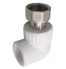 Угольник PP-R комбинированный белый Дн 25х1" с накидной гайкой VALFEX 11138025