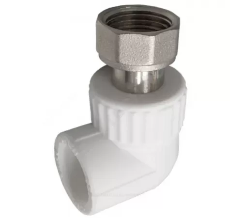 Угольник PP-R комбинированный белый Дн 25х1" с накидной гайкой VALFEX 11138025