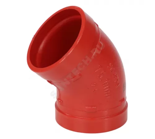 Отвод (колено) под муфту 45гр грувлок ковкий чугун XGQT04 Ду100 (Дн114) Ру25 JIANZHI