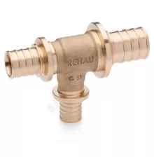 Тройник для PE-X труб аксиальный бронза Дн 25х16х20 переходной RAUTITAN PLATINUM RX Rehau 13777431001