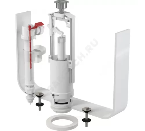 Арматура для бачка сливная/наливная 1/2" нижнее подключение кнопка хром 1/реж Alca Plast SA2000S 1/2" CHROM